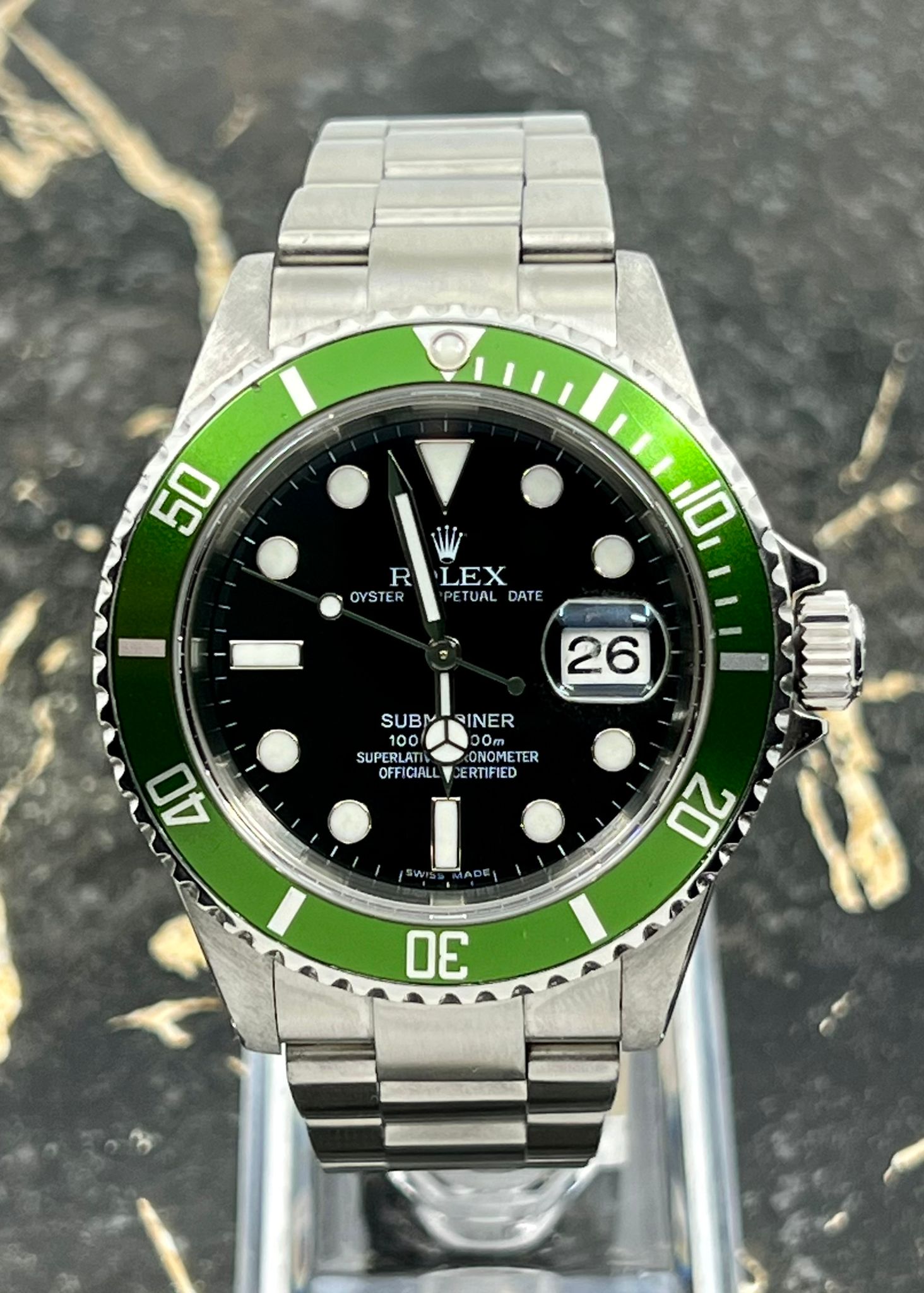 16610LV Rolex Submariner Kermit Date Black Dial | Stainless Steel