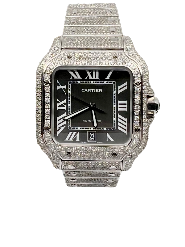 Cartier Santos New Iced Out WSSA0037 Black Dial