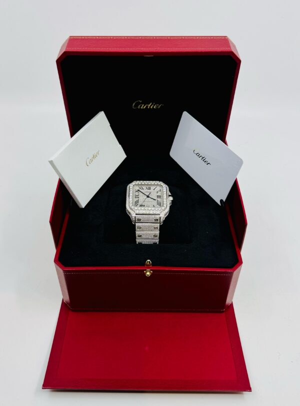 Cartier Santos - New - Iced Out - Large - Roman Pave Dial - Big Stones