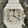 Cartier Santos - New - Iced Out - Large - Roman Pave Dial - Big Stones