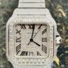 Cartier Santos - New - Iced Out - Large - Roman Pave Dial - Big Stones