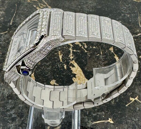 Cartier Santos - New - Iced Out - Large - Roman Pave Dial - Big Stones