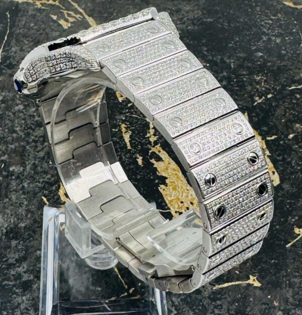 Cartier Santos - New - Iced Out - Large - Roman Pave Dial - Big Stones