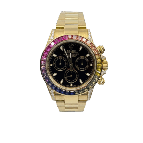 Rolex Daytona  Yellow Gold - New - 116508 - Black Dial - Rainbow - Diamonds - Aftermarket