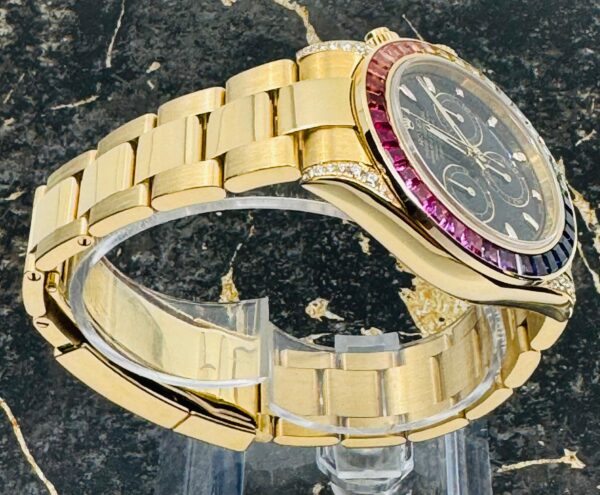 Rolex Daytona  Yellow Gold - New - 116508 - Black Dial - Rainbow - Diamonds - Aftermarket
