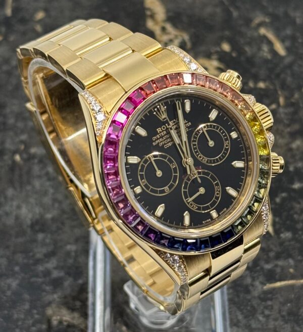 Rolex Daytona  Yellow Gold - New - 116508 - Black Dial - Rainbow - Diamonds - Aftermarket