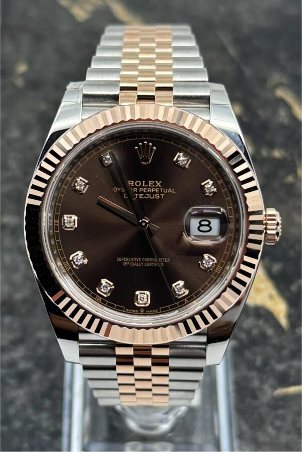 Rolex Datejust 41 - 126331 - Rose Gold/Steel - Choco Diamond Dial - Jubilee - New 2025