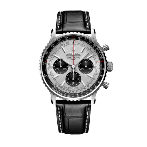 Breitling	Navitimer B01 Chronograph 43mm - Black Leather Strap - Silver	AB0138241G1P1 - New 2025