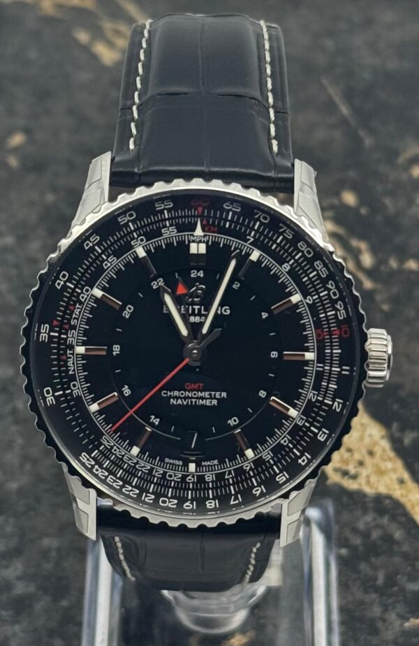 Breitling	Navitimer Automatic GMT 41mm - Black Dial - Black Leather Strap	A32310251B1P1 - New 2025