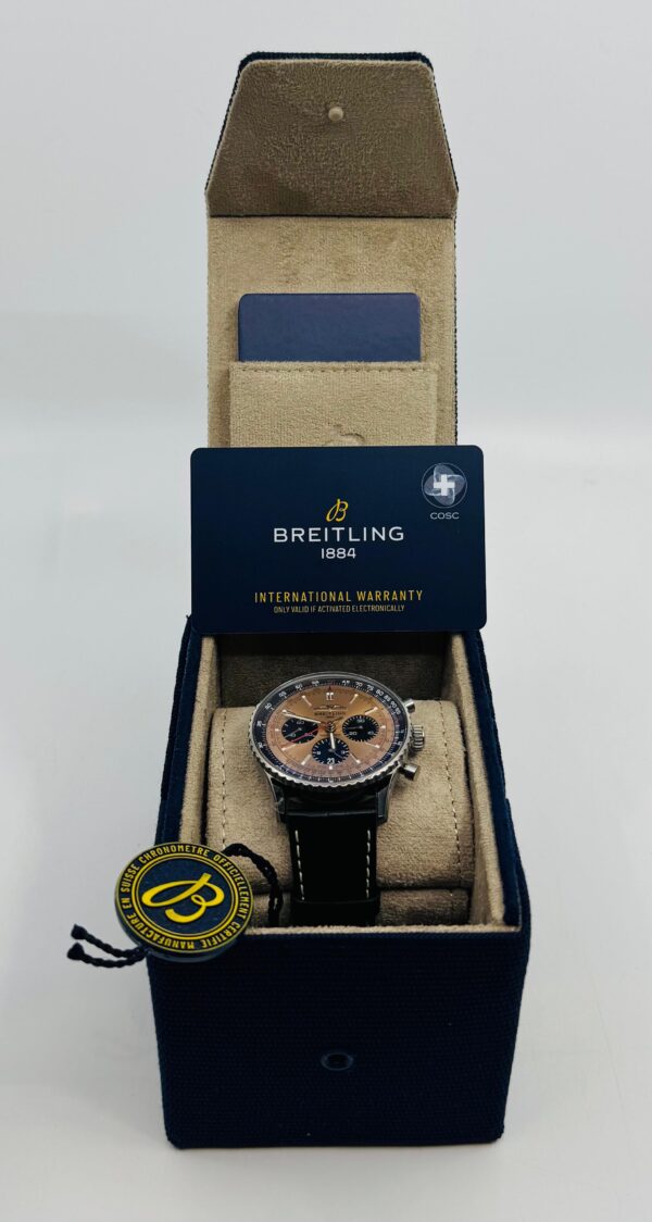 Breitling	Navitimer B01 Chronograph 43mm - Black Leather Strap - Copper	AB0138241K1P1 - New 2025