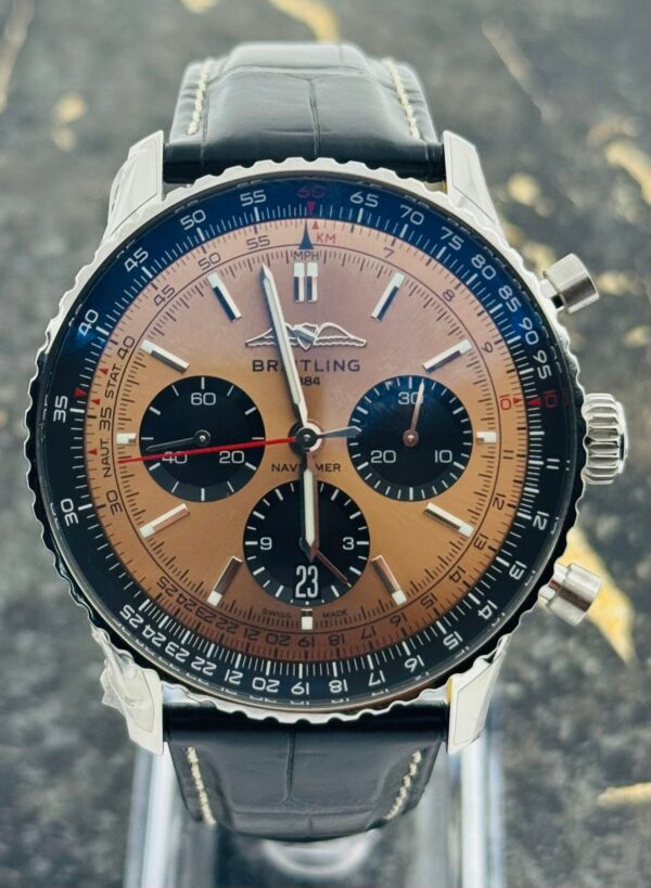 Breitling	Navitimer B01 Chronograph 43mm - Black Leather Strap - Copper	AB0138241K1P1 - New 2025