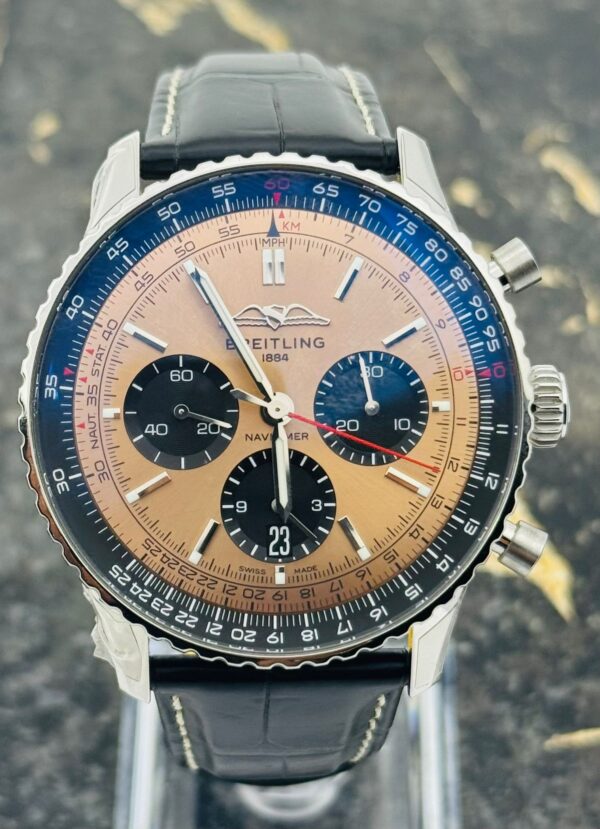 Breitling	Navitimer B01 Chronograph 43mm - Black Leather Strap - Copper	AB0138241K1P1 - New 2025
