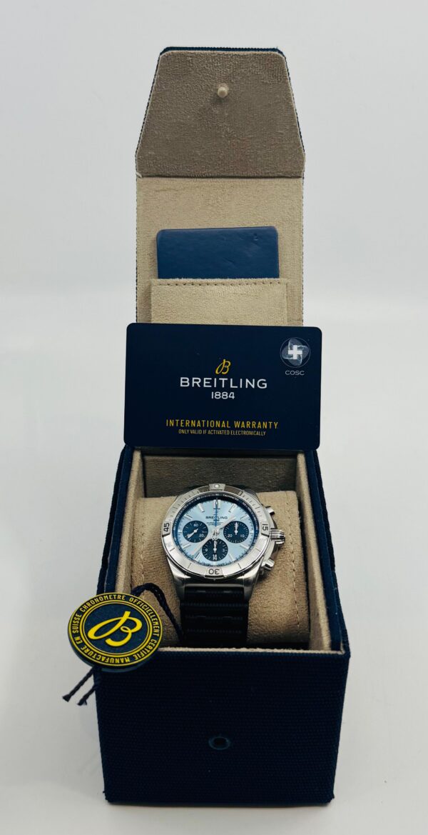 Breitling	Chronomat B01 42mm -  Ice Blue Chrono Dial - Black Strap - PB0134101C1S2 - New 2025
