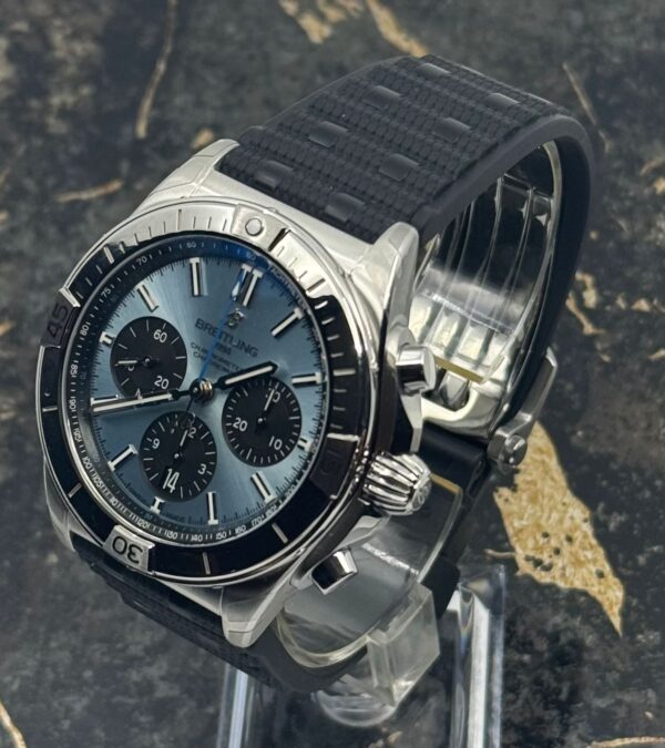 Breitling	Chronomat B01 42mm -  Ice Blue Chrono Dial - Black Strap - PB0134101C1S2 - New 2025
