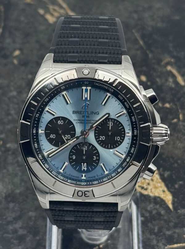 Breitling	Chronomat B01 42mm -  Ice Blue Chrono Dial - Black Strap - PB0134101C1S2 - New 2025