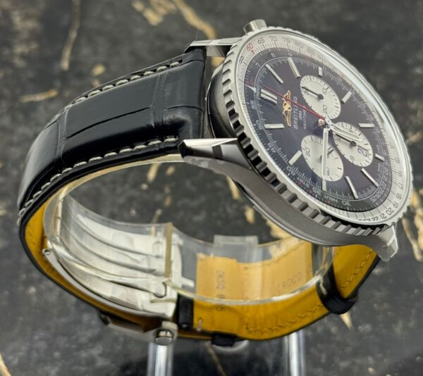 Breitling Navitimer B01 Chronograph 46mm - Black Dial - Black Leather Strap - AB0137211B1P1 - New 2025
