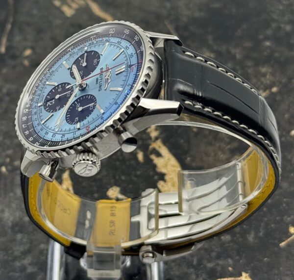 Breitling Navitimer B01 Chronograph 43mm - Ice Blue Dial - Black Leather - AB0138241C1P1 - New 2025