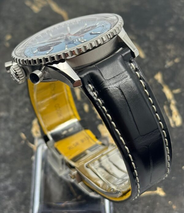 Breitling Navitimer B01 Chronograph 43mm - Ice Blue Dial - Black Leather - AB0138241C1P1 - New 2025