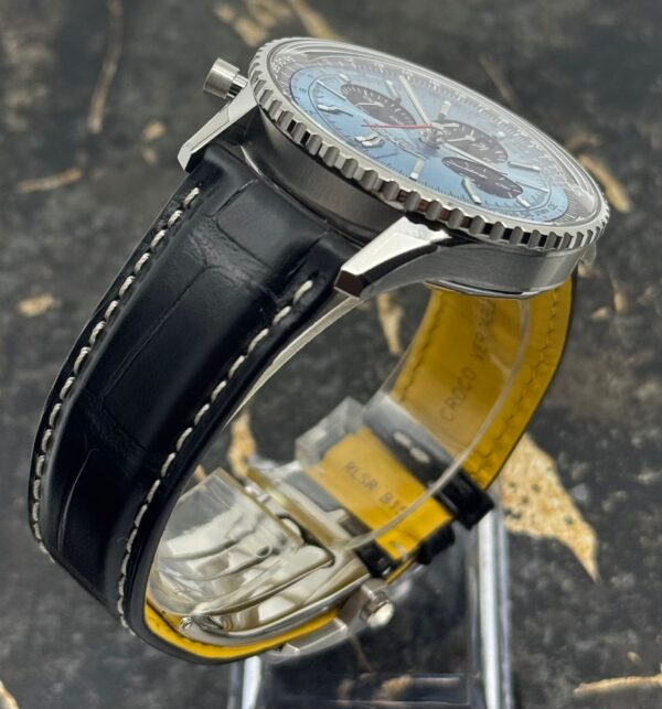 Breitling Navitimer B01 Chronograph 43mm - Ice Blue Dial - Black Leather - AB0138241C1P1 - New 2025