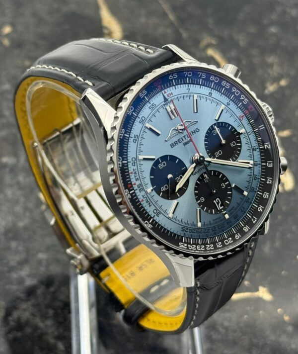Breitling Navitimer B01 Chronograph 43mm - Ice Blue Dial - Black Leather - AB0138241C1P1 - New 2025
