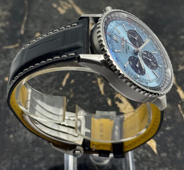 Breitling Navitimer B01 Chronograph 43mm - Ice Blue Dial - Black Leather - AB0138241C1P1 - New 2025