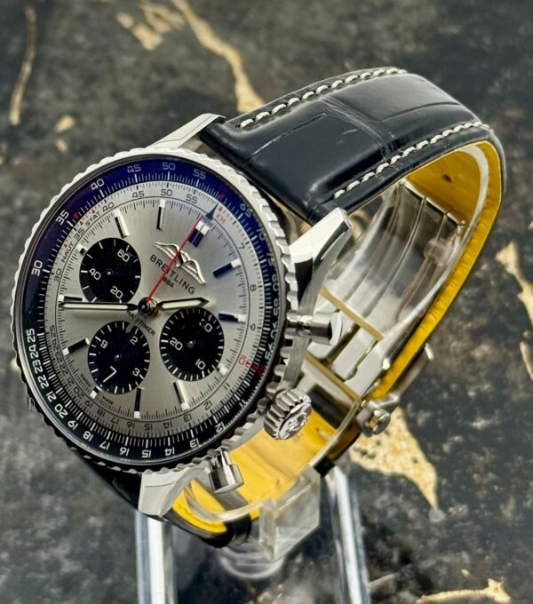 Breitling	Navitimer B01 Chronograph 43mm - Black Leather Strap - Silver	AB0138241G1P1 - New 2025