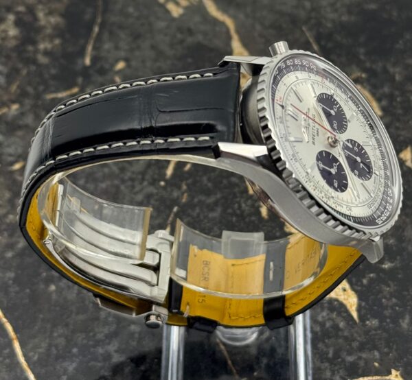 Breitling	Navitimer B01 Chronograph 43mm - Black Leather Strap - Silver	AB0138241G1P1 - New 2025
